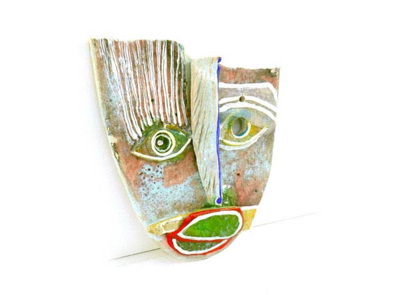 Abstract ceramic face (Wall Art), Handmade sculpture of head, Ceramic home decor
