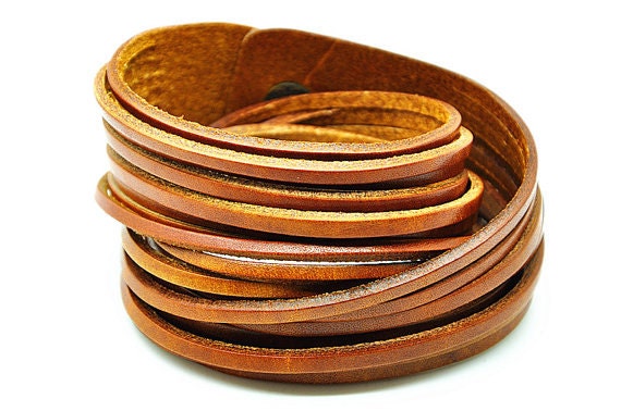 Wrap Bracelet Bangle Orange Leather Bracelet Women Leather Cuff Bracelet Men Leather Bracelet Cuff   RZ0187