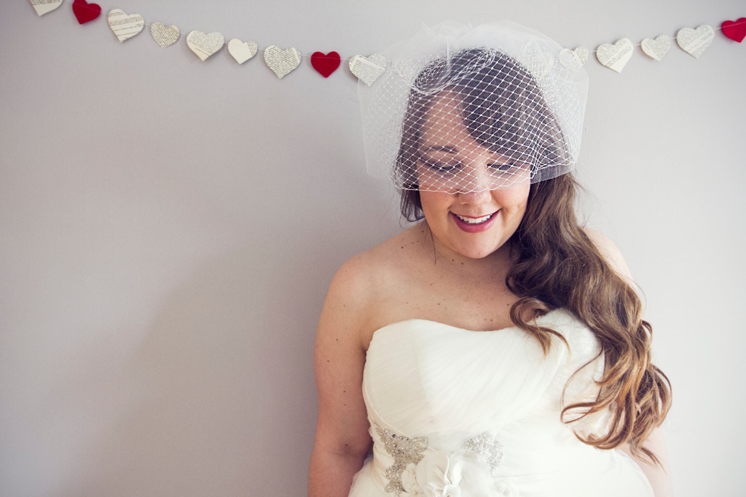 double tulle birdcage bridal veil- bridal blusher- wedding veil