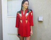 SALE Bright red jacket with gold and black detail