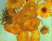 Twelve Sunflowers In A Vase Cross Stitch Pattern