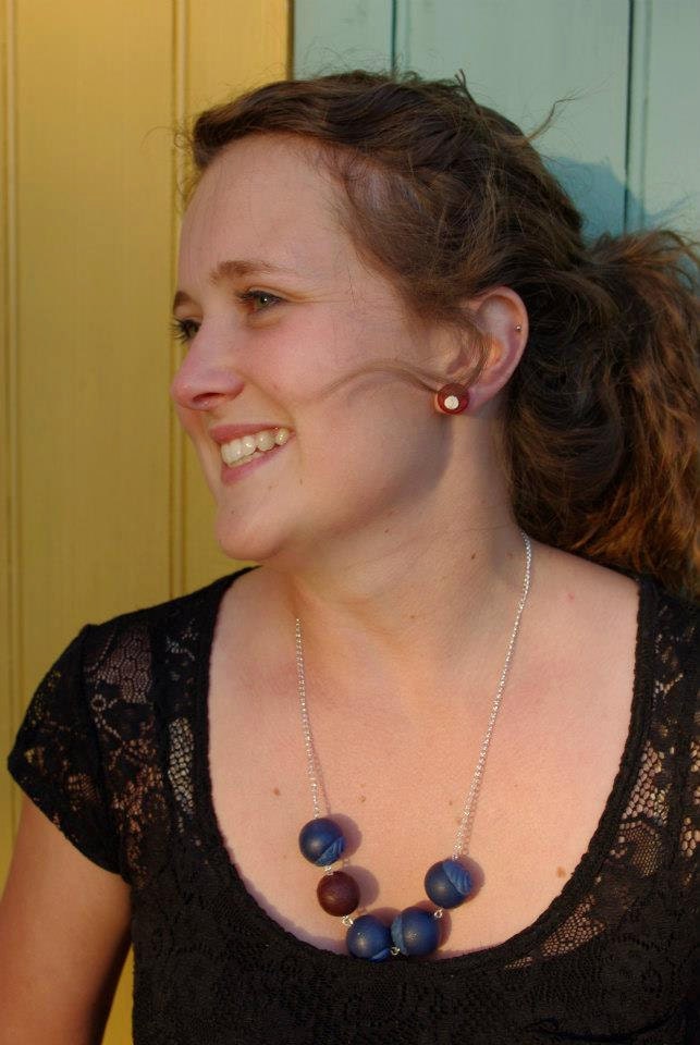 polymer clay beaded ball necklace - midnight blue - Emsawhatsy