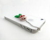 Piranha Plant Charm Earphone Plug, Dust Plug, Geek Accessory, 3.5mm, Nintendo Super Mario, Polymer Clay, availbale with Charm Strap