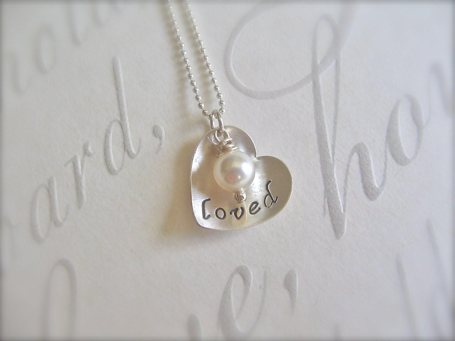 Personalized Hand Stamped Necklace - I Love You Necklace - Sterling Silver Heart - Custom Gift for Her - You Are Loved Necklace