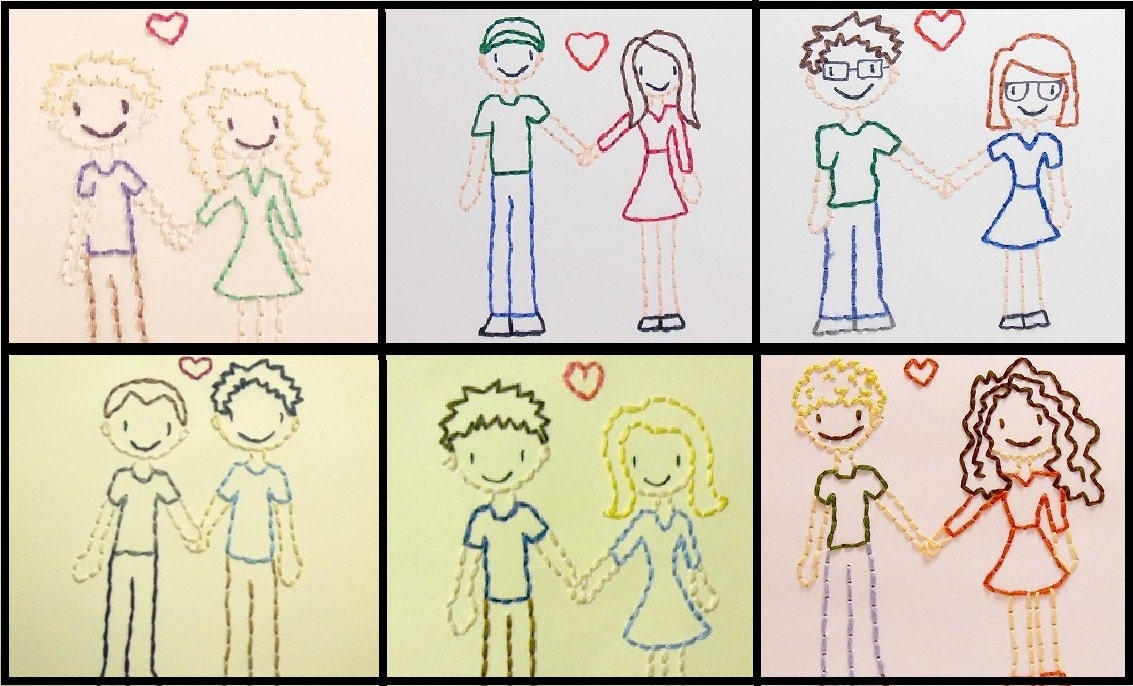 Custom couples card hand embroidered Gay Friendly wedding card
