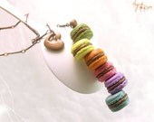 Macaron Rainbow Love Copper Necklace - Mini Food Jewelry - Dollhouse Food Miniature
