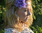 Purple Boho Flower Headband, Large Chiffon flower hairband, Summer Hair Accessory