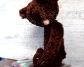 OOAK teddy bear artist bear plush, 10' chocolate brown - HandyHappyTeddy