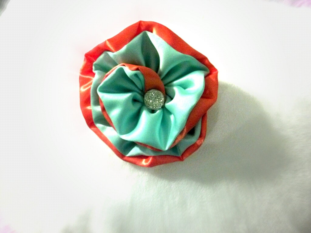A u r o r a - Orange and Seagreen Swirl Hair Clip // baby, toddler, adult hair clip // Summer Hair Accessory