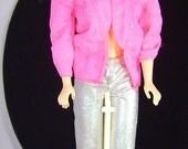 Vintage 80s Barbie And The Rockers Clothes Outfit Hot Pink Jacket Silver Pants Slacks