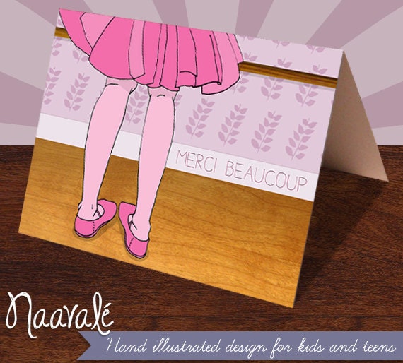 Ballerina Thank You Cards - Merci Beaucoup (6-card set)