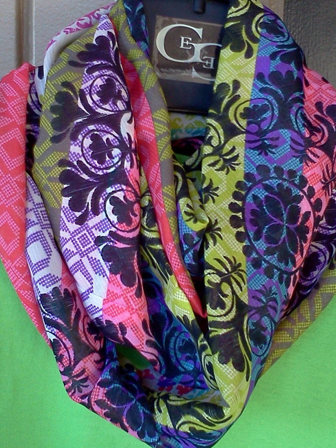 Chiffon Infinity scarf multi color, Super Loop, Women scarves, loop scarf, tube scarf, eternity scarf, handmade, accessories, circle scarf,