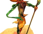 Don Quixote - hand crafted leather sculpture figurine with base - fantasy character - ornament -  medium size
