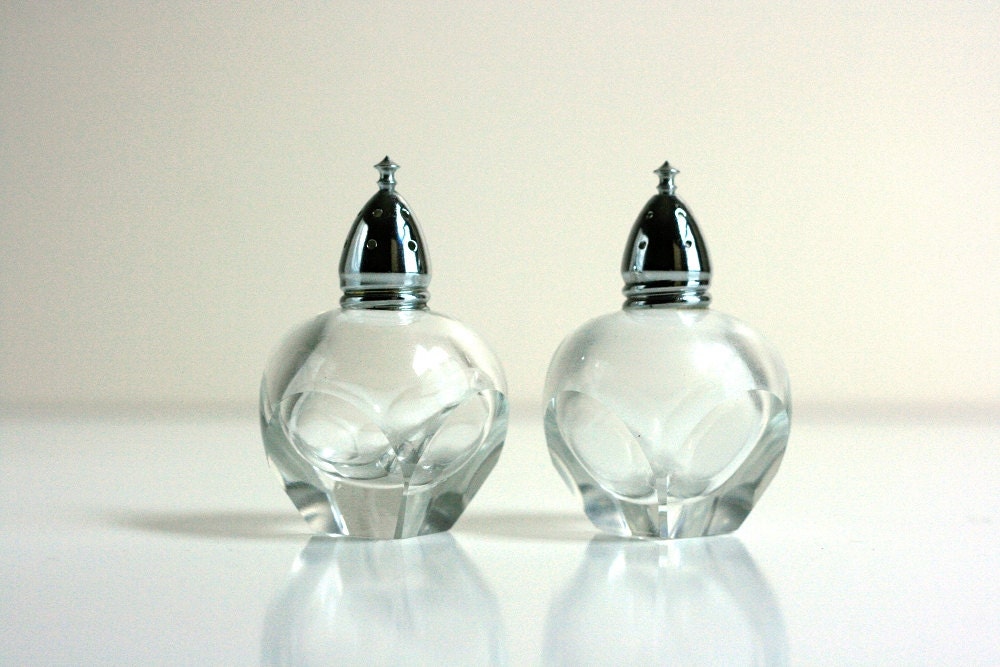 Vintage Glass Salt and Pepper Shakers from US Occupied Germany