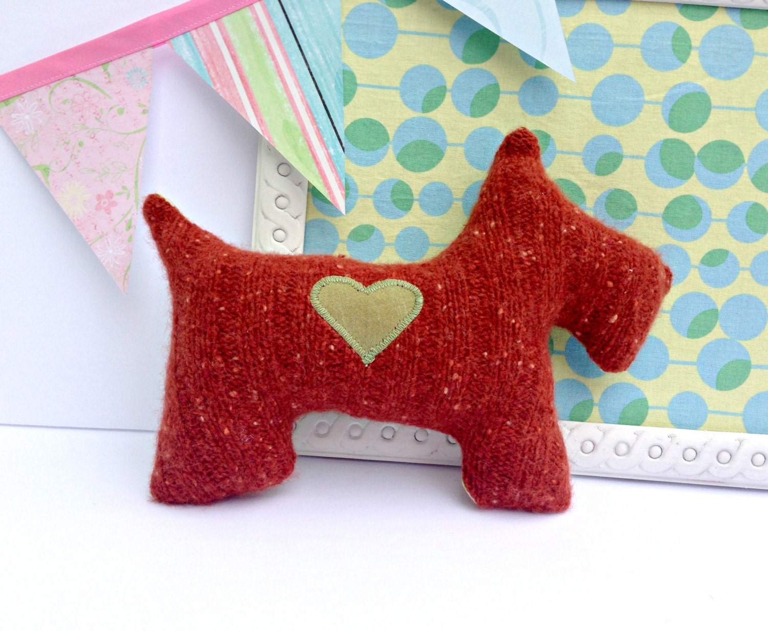 Scottie Dog Pillow Plush - Recycled wool sweater - Eco Friendly - Riley Blake