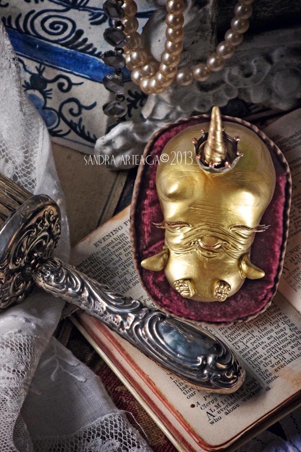 The princess Teodolina Gold -  Art Doll ooak sculpture fairy tale magical creature princess queen golden gold mascot