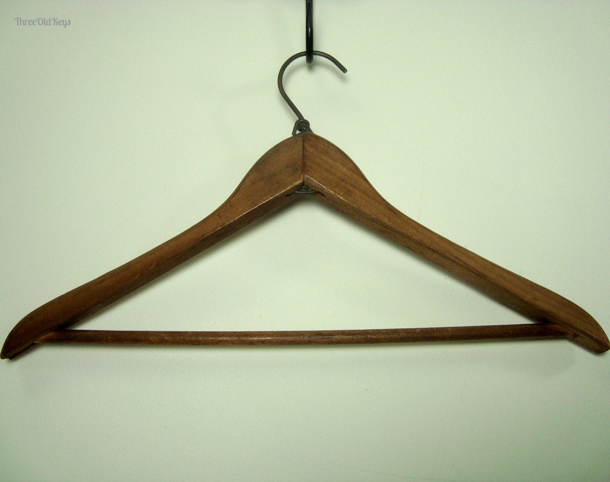 Old Wrapped Wire Hanger, Unusual, Vintage Wood