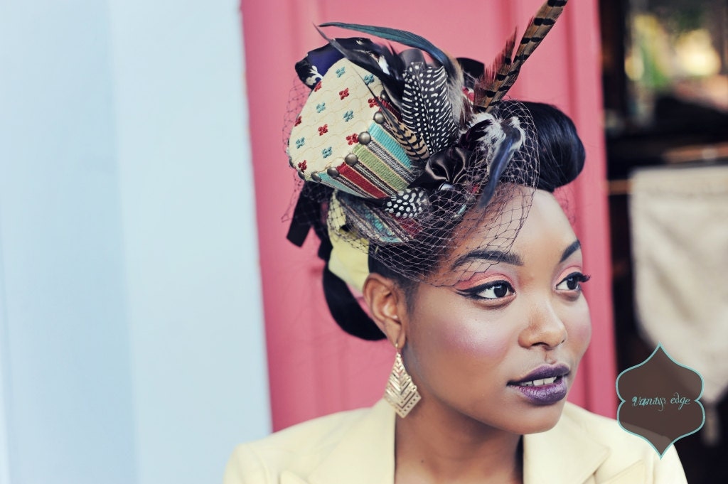 Steampunk Mad Hatter Hat, Feather Fascinator, Birdcage Veil, Mad Hatter Costume Headpiece - Ready to Ship - Limited Edition