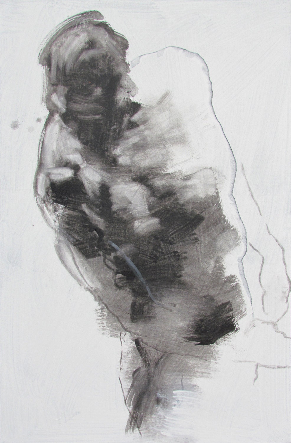 original fine art abstract figure painting - large painting, 30 x 48", Derek Overfield
