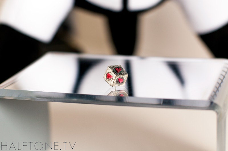 Companion Cube Earrings - Impossible Object Leather Illusion Jewelry