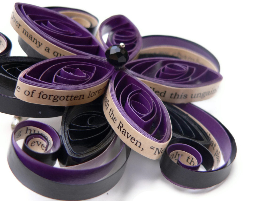 Edgar Allan Poe Raven Gothic Wedding Hair Clip, Purple Hair Accessories