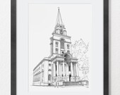 Christ Church Spitalfields fine art print 8.2 x 11.8 "