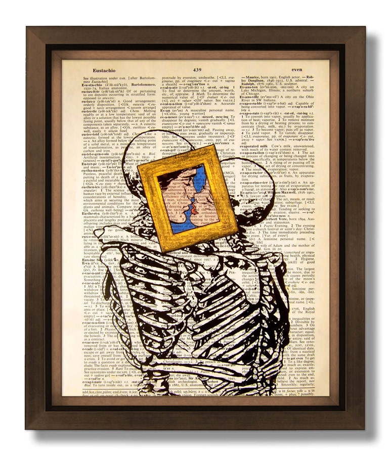 Love Home Decor Print on Dictionary paper, Inspiration Love Painting Unique Anniversary Gift for Boyfriend Girlfriend Birthday, Forever Kiss