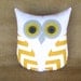 decorative owl pillow, grey yellow nursery, yellow pillow, chevron owl, yellow and white chevron pillow, graduation gift, teacher's gift