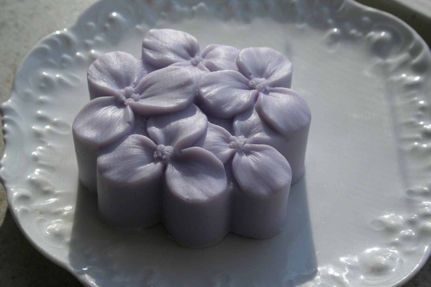 Hydrangea Blossom Soap - Handmade Purple Soap with Goats Milk and Shea Butter  - Violet & Sandalwood Scent - Ready to Ship