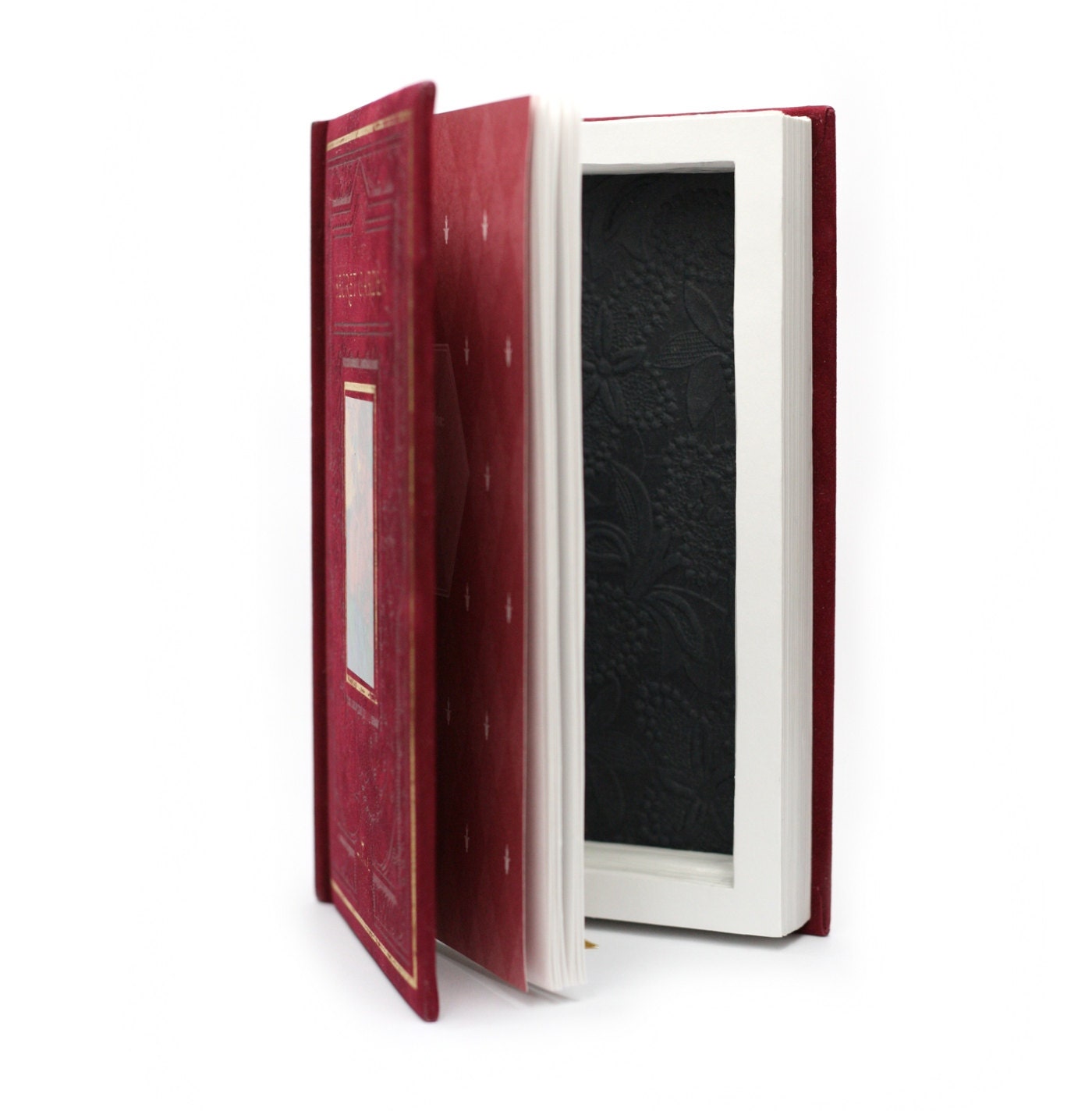 The Secret Garden Hollow Book Secret Storage Box Handmade One Of A Kind Red Velvet Girl Gift Box - READY TO SHIP