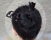 Hair Sticks, wood carving, Hair Fork, Hairpin, Hair Accessory, Palisander, Tulip, Butterfly, Natural Hair Accessory, Handmade by MariyaArts
