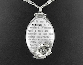 French Mother Definition Locket Necklace - A Mother's Song by COGnitive Creations