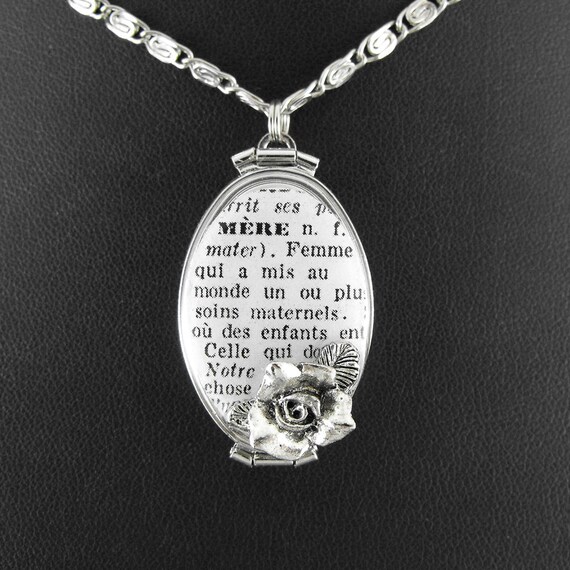 French Mother Definition Locket Necklace A by COGnitiveCreations
