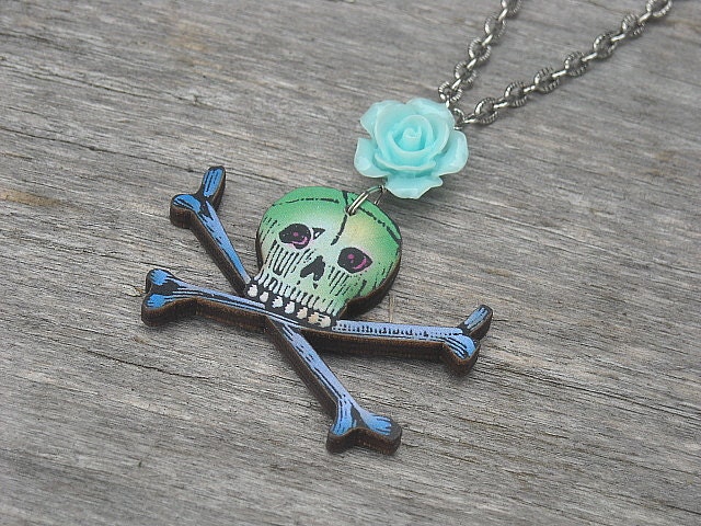Day of the Dead Necklace, Skull Necklace, Day of the Dead Jewelry, Dia de los Muertos, Sugar Skull, Tattoo Skull Necklace,