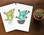Christmas Cactus - Limited edition watercolor painted print