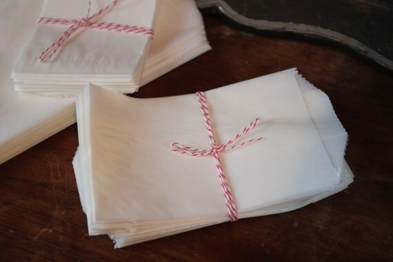 Glassine Wax Paper Bags--Gift Bags 3 1/4 X 4 3/4 -- Lot of 200 -- Merchandise bags Il_570xn