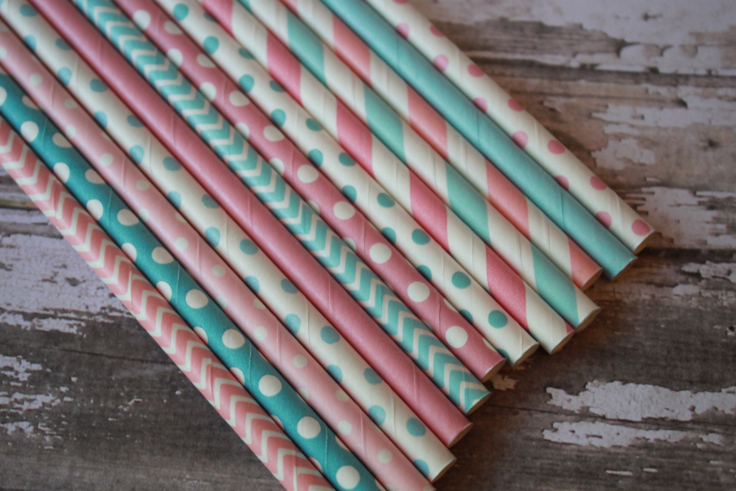 Gender Reveal Party Straws -- Set of 50 -- Baby Blue, Baby Pink Shower Paper Drinking Straws Il_570xn