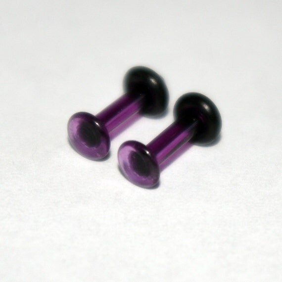 12g Purple Glass Plugs Body Jewelry 12 Gauge 2mm by