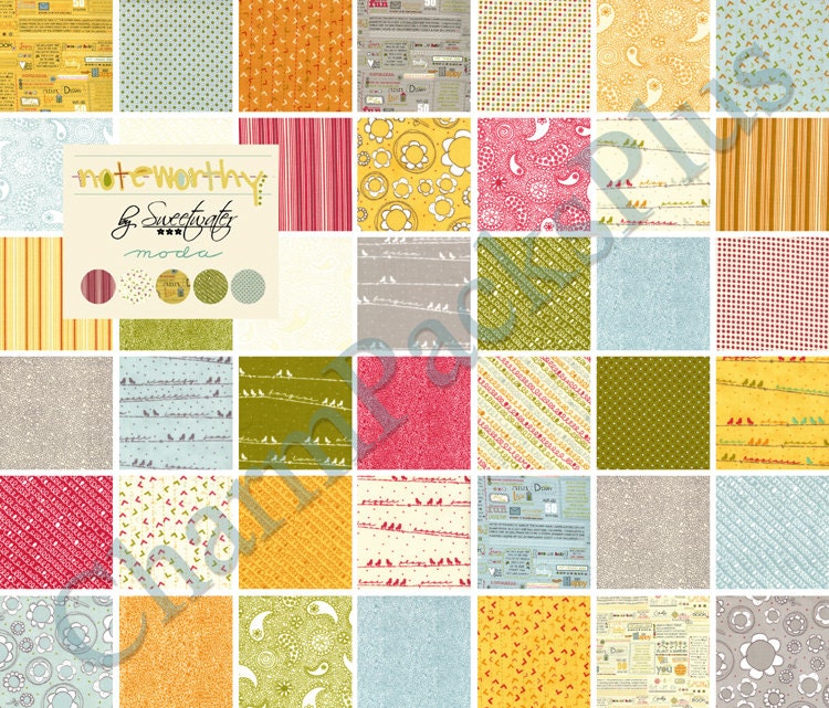 NOTEWORTHY by Sweetwater - Moda Fabric Charm Pack - Five Inch Quilt Squares Quilting Material