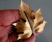 Mad Men Leaf Brooch Rhinestone Maple Leaf Maple Leaf Brooch Vintage Brooch - tintiara