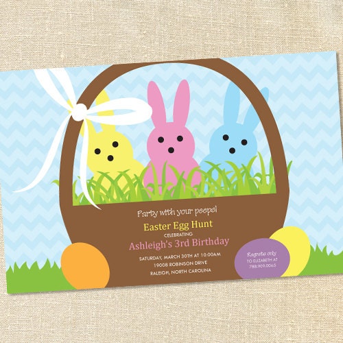 Sweet Wishes 20 Easter Egg Hunt Birthday Peeps Party Invitations - Custom Quantities (As Low as 1.19 Each) Il_570xn