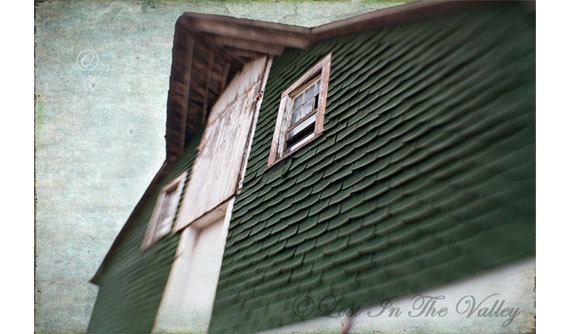 Barn Photograph, Rhode Island Photo, Farm Print, Dark Green, White, Grey, Ethereal, Country Life, Fine Art Photography, Rustic Decor - LostInTheValleyPhoto