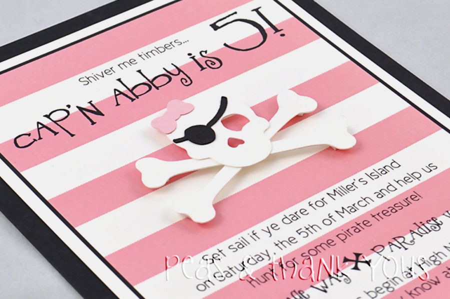 Pink Pirate Invitation for Girls Birthday Party or Treasure Hunt Il_570xn