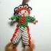Zuni Native American Indian Hand Beaded Doll, Fur Feet with Claws, 1965 New Mexico, Red White Black Green, Boy Doll