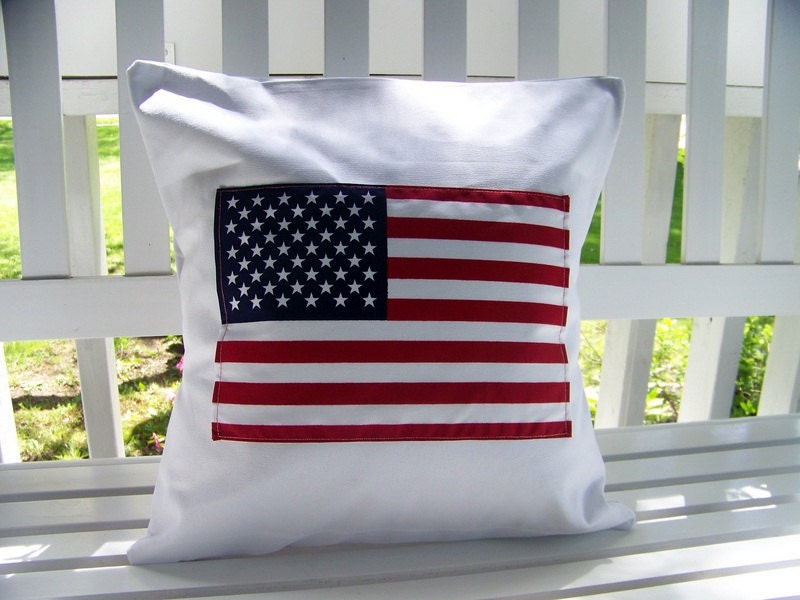 american flag pillow - fourth of july - July 4th - americana - canvas - red white and blue - patriotic - summer home decor