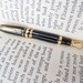 Vintage Brooch Pen Enamel Rhinestone Gold