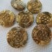 Gold over Black Glass Vintage Buttons - 1900s Antique Buttons