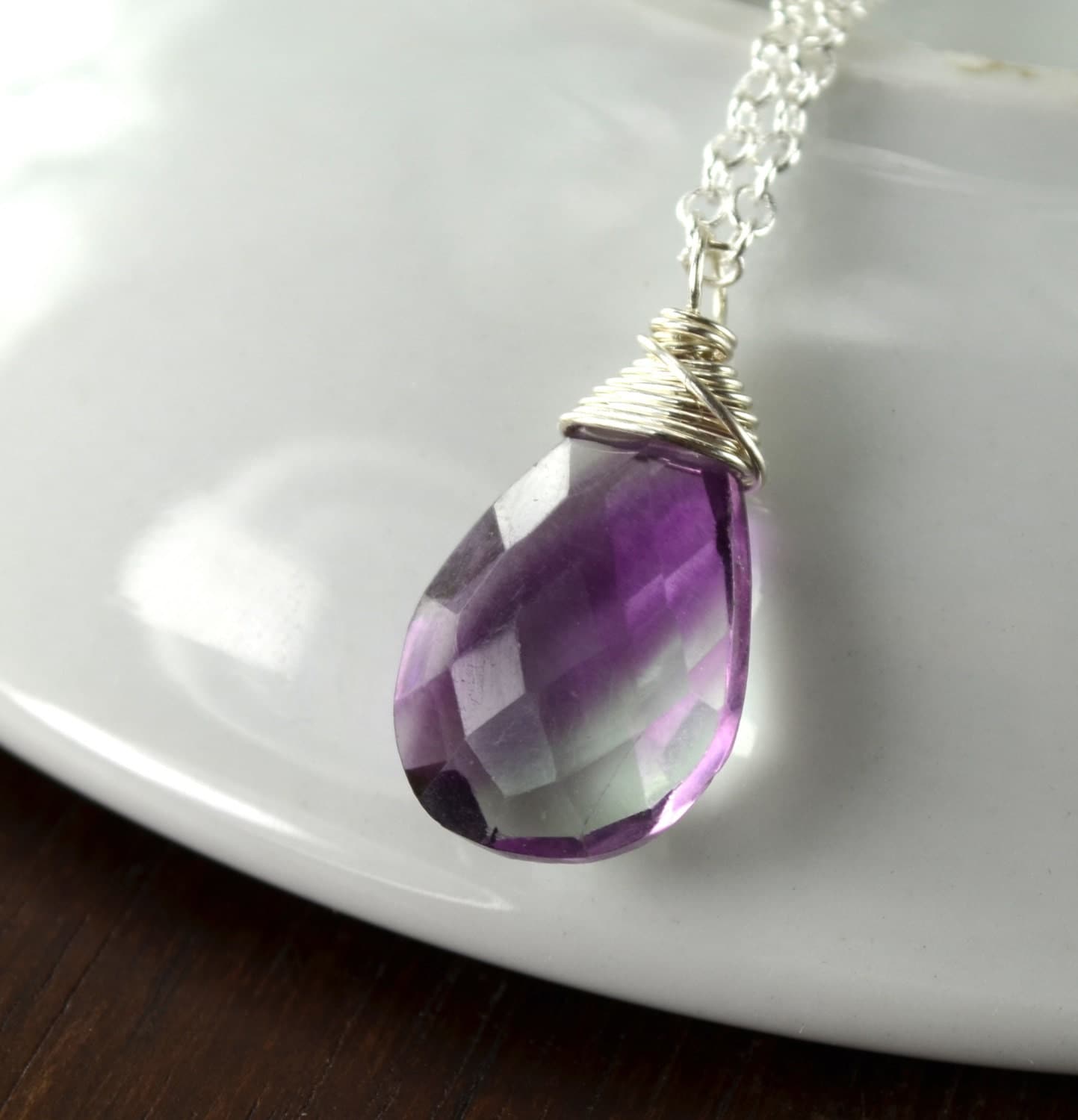 Rainbow Fluorite Necklace Sterling Silver By ShopGreyweather