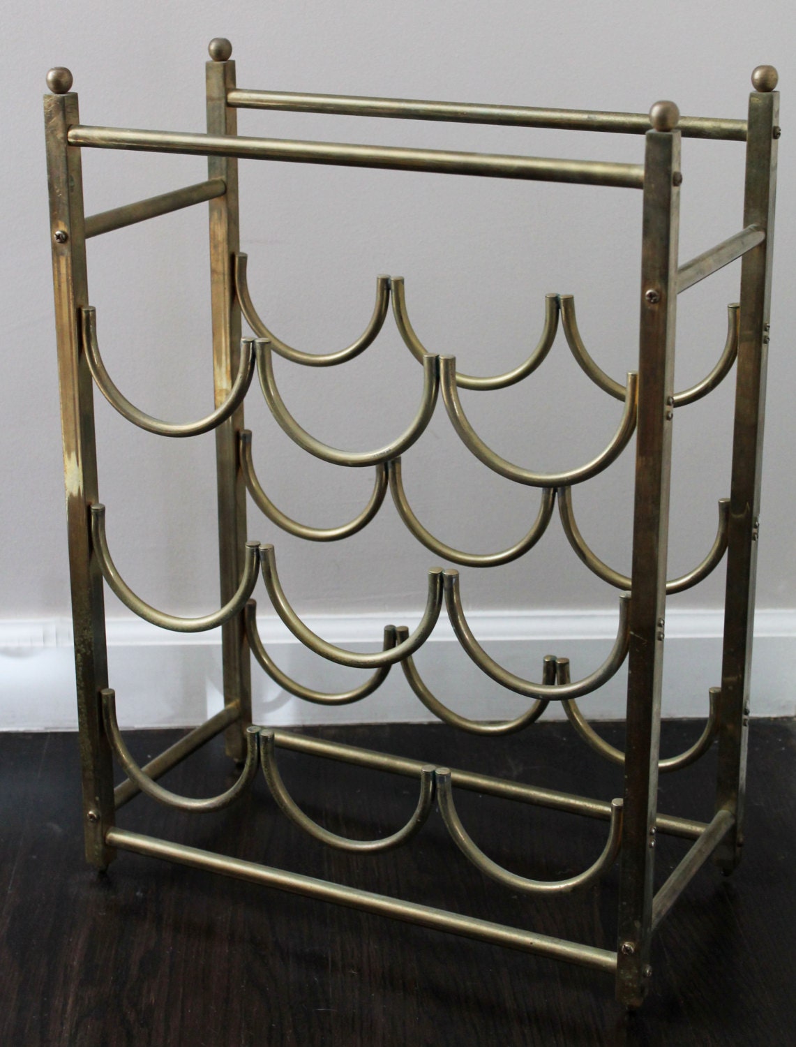 Vintage Regency Style Brass Wine Rack by rhanvintage on Etsy