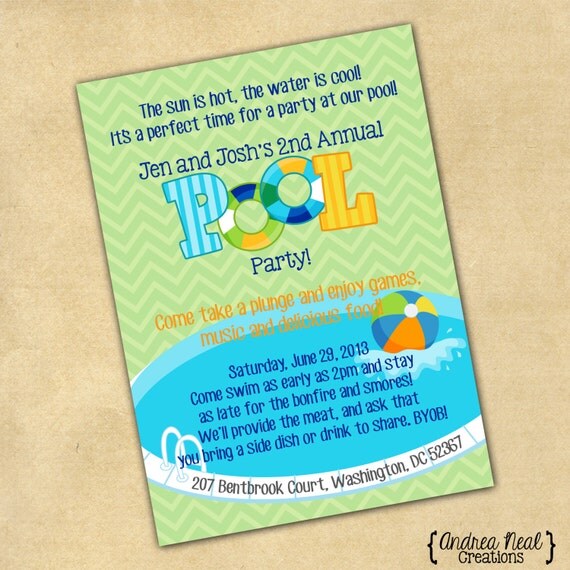 Pool party menu adults